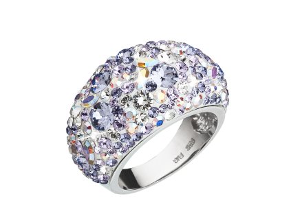 Stříbrný prsten s krystaly Swarovski fialový 35028.3 violet (Velikost 54 (ø17,2 mm))