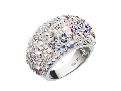 Stříbrný prsten s krystaly Swarovski crystaly ab 35028.2 ab efekt (Velikost 51 (ø16,2 mm))