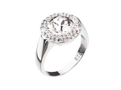 Stříbrný prsten s krystaly Swarovski kulatý bílý 35026.1 (Velikost 52 (ø16,6 mm))