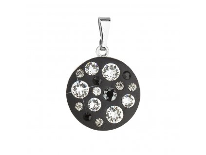 Přívěsek bižuterie se Swarovski krystaly černý kulatý 54022.3