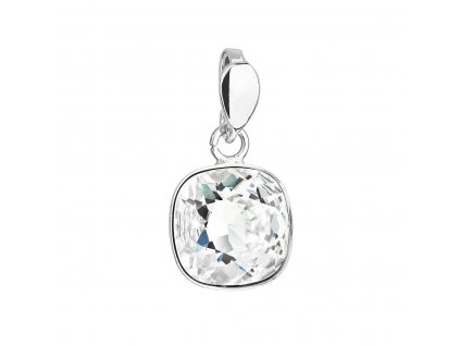 Stříbrný přívěsek s krystalem Swarovski bílý čtverec 34224.1