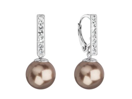 28622 stribrne visaci nausnice se swarovski perlou a krystaly 71121 3 bronze