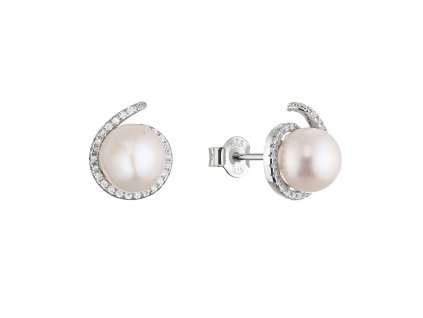 36696 stribrne nausnice pecky s bilou ricni perlou a zirkony 21116 1