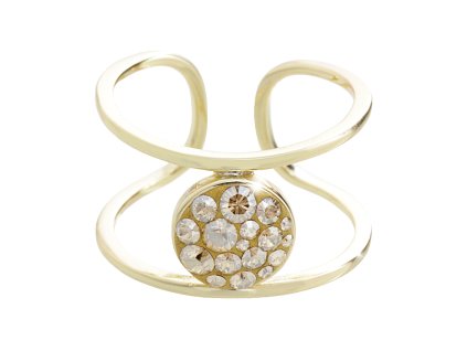 9369 pozlaceny stribrny prsten dva krouzky s kulatym luzkem a krystaly swarovski golden shadow a stribro 925 1000