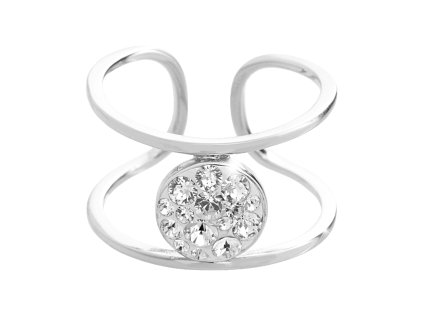 9372 stribrny prsten dva krouzky s kulatym luzkem a krystaly swarovski golden shadow a stribro 925 1000