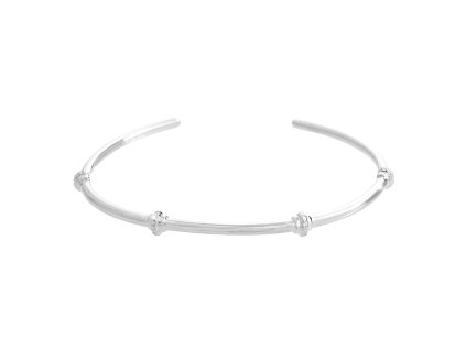 9387 stribrny naramek pevny se ctyrmi ozdobnymi prvky a s kubickymi zirkony crystal a stribro 925 1000