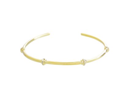 9390 pozlaceny stribrny naramek pevny se ctyrmi ozdobnymi prvky a s kubickymi zirkony crystal a stribro 925 1000