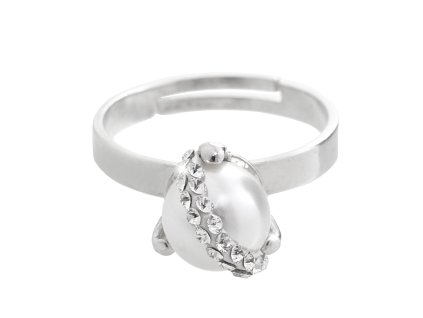 9429 stribrny prsten s perlou zdobenou sikmym dvouradem krystalu swarovski crystal a stribro 925 1000