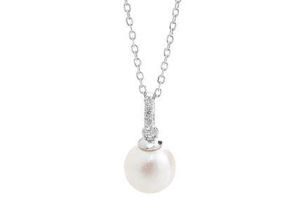 9450 stribrny nahrdelnik s visaci ricni perlou a jednou radou krystalu swarovski crystal a stribro 925 1000