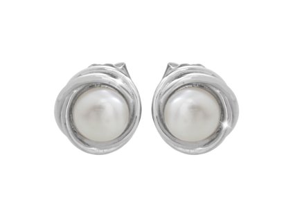 9456 stribrne nausnice puzety s ricni perlou v kovovem venecku bez krystalu a stribro 925 1000