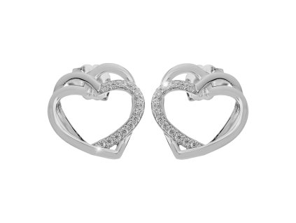 9507 stribrne nausnice puzety dve propojena srdce s kubickymi zirkony crystal a stribro 925 1000