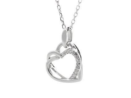 9510 stribrny nahrdelnik dve propojena srdce s kubickymi zirkony crystal a stribro 925 1000