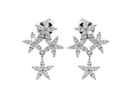 9525 stribrne nausnice puzety ctyri kyticky s kubickymi zirkony crystal a stribro 925 1000