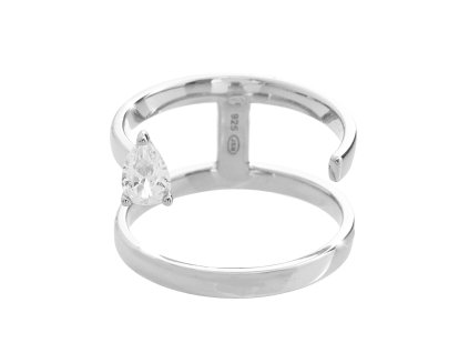 9528 stribrny prsten dva kruhy zdobeny kubickym zirkonem crystal ve tvaru kapky a stribro 925 1000