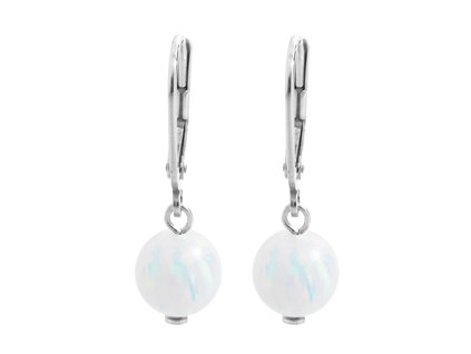 9534 stribrne nausnice s bilou ketlovanou opalovou kulickou a stribro 925 1000