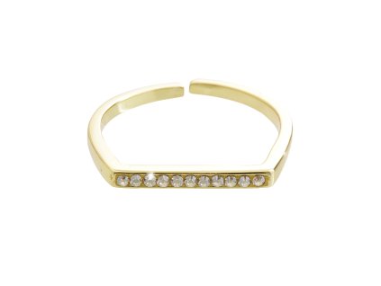 9576 pozlaceny stribrny prsten mala carka ve stredu s krystaly swarovski golden shadow a stribro 925 1000