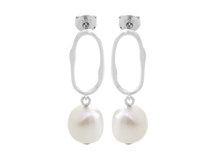9585 stribrne nausnice visici s ricni perlou na nepravidelnem ovalu a stribro 925 1000
