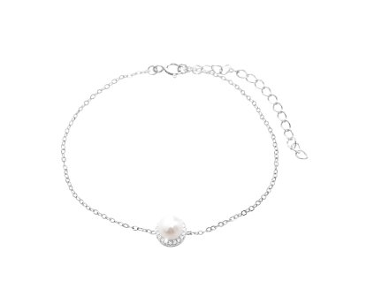 9594 stribrny naramek s ricni perlou a obvodem krystalu swarovski crystal a stribro 925 1000