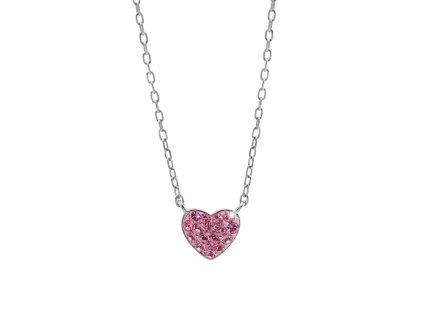 9648 stribrny nahrdelnik male srdicko s krystaly swarovski light rose stribro 925 1000