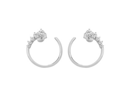 9729 stribrne nausnice puzety lezate krouzky s kubickymi zirkony crystal stribro 925 1000