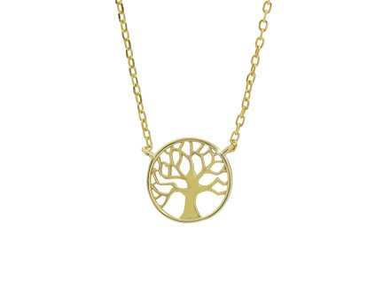 9777 pozlaceny stribrny nahrdelnik mini strom zivota kovovy bez krystalu stribro 925 1000