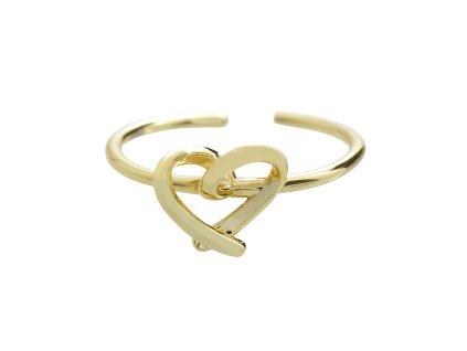 9864 pozlaceny stribrny prsten mini prekrizene srdce kovove bez krystalu stribro 925 1000