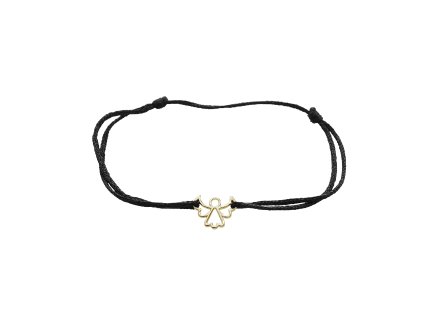 9912 snurkovy naramek s pozlacenym stribrnym priveskem mini obvodoveho andela kovoveho bez krystalu stribro 925 1000