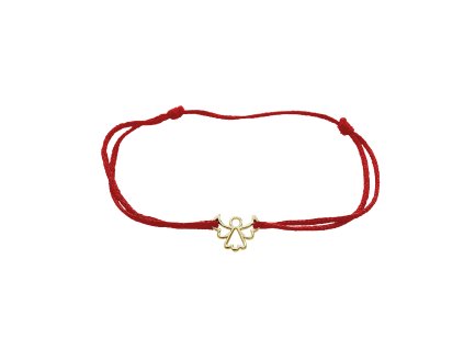 9918 snurkovy naramek s pozlacenym stribrnym priveskem mini obvodoveho andela kovoveho bez krystalu red stribro 925 1000