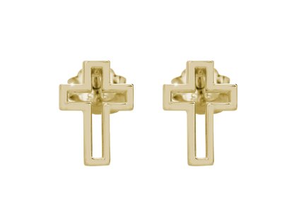 9963 pozlacene stribrne nausnice puzety mini obvodovy krizek kovovy bez krystalu stribro 925 1000