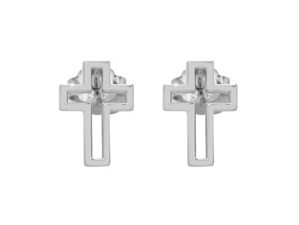 9966 stribrne nausnice puzety mini obvodovy krizek kovovy bez krystalu stribro 925 1000