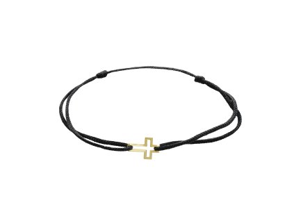 9972 snurkovy naramek s pozlacenym stribrnym priveskem mini obvodoveho krizku kovoveho bez krystalu stribro 925 1000