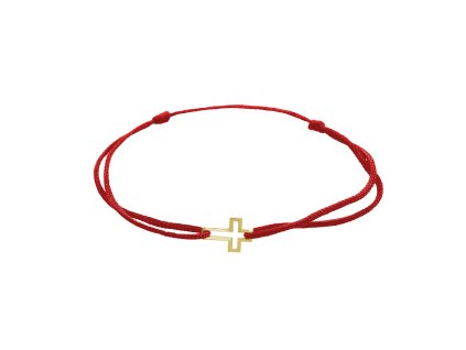 9978 snurkovy naramek s pozlacenym stribrnym priveskem mini obvodoveho krizku kovoveho bez krystalu red stribro 925 1000