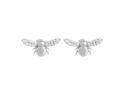 9993 stribrne nausnice puzety s vcelkou a s kubickymi zirkony crystal stribro 925 1000