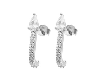 9999 stribrne nausnice puzety carka s kapkou a s kubickymi zirkony crystal stribro 925 1000