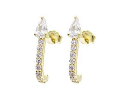 10002 pozlacene stribrne nausnice puzety carka s kapkou a s kubickymi zirkony crystal stribro 925 1000