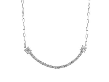 10017 stribrny nahrdelnik dlouhy oblouk osazeny kubickymi zirkony crystal stribro 925 1000