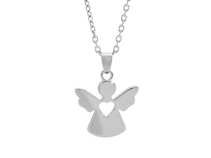 10047 stribrny nahrdelnik andel s vyriznutym srdickem bez krystalu stribro 925 1000