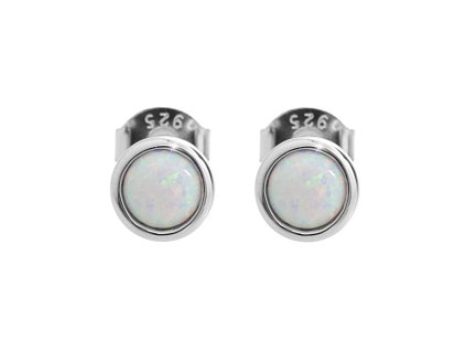 10110 stribrne nausnice puzety maly kulaty bily opal bez krystalu stribro 925 1000