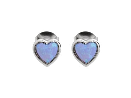 10122 stribrne nausnice puzety maly srdcovy modry opal bez krystalu stribro 925 1000