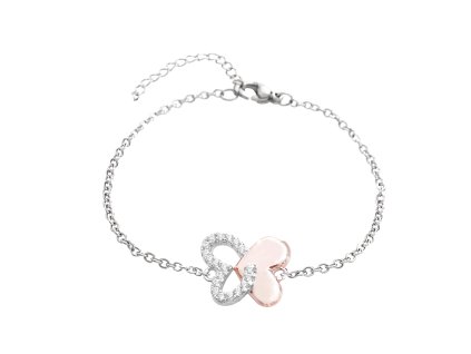 10131 stribrny naramek dvoubarevny motyl ozdobeny kubickymi zirkony crystal stribro 925 1000