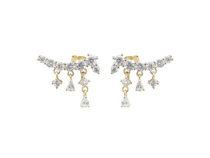 10143 pozlacene stribrne nausnice puzety prohnute s ovesy osazene kubickymi zirkony crystal stribro 925 1000