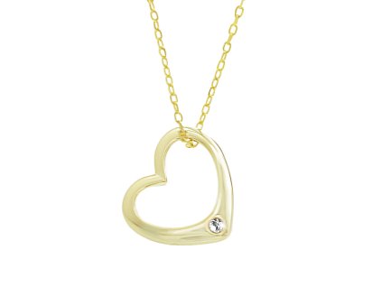 10233 pozlaceny stribrny nahrdelnik srdce prutah s krystalem swarovski crystal stribro 925 1000