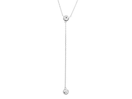 10236 stribrny nahrdelnik dlouhy retizek a dva krystaly swarovski crystal stribro 925 1000