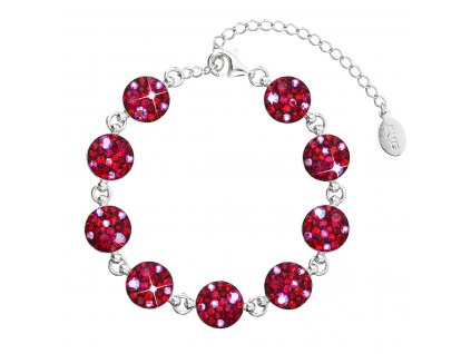 Stříbrný náramek se Swarovski krystaly červený 33048.3 cherry