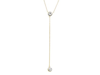 10239 pozlaceny stribrny nahrdelnik dlouhy retizek a dva krystaly swarovski crystal stribro 925 1000