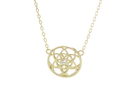 10251 pozlaceny stribrny nahrdelnik mandala s krystalem swarovski crystal stribro 925 1000