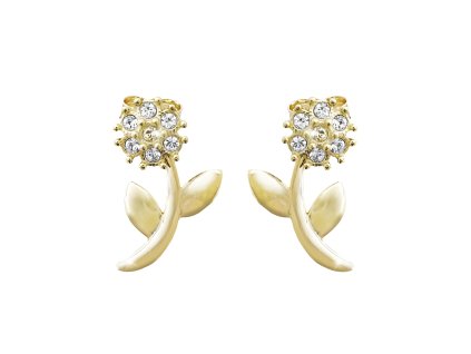 10368 pozlacene stribrne nausnice puzety kytka se zlutym stredem a s krystaly swarovski crystal stribro 925 1000