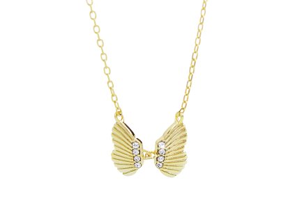 10398 pozlaceny stribrny nahrdelnik dve pohybujici se kridla s krystaly swarovski crystal stribro 925 1000