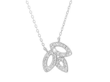 10407 stribrny nahrdelnik tri listky s krystaly swarovski crystal stribro 925 1000
