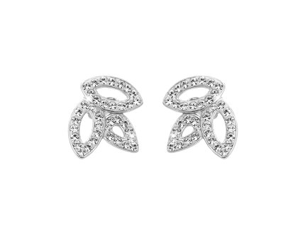 10413 stribrne nausnice puzety tri listky s krystaly swarovski crystal stribro 925 1000